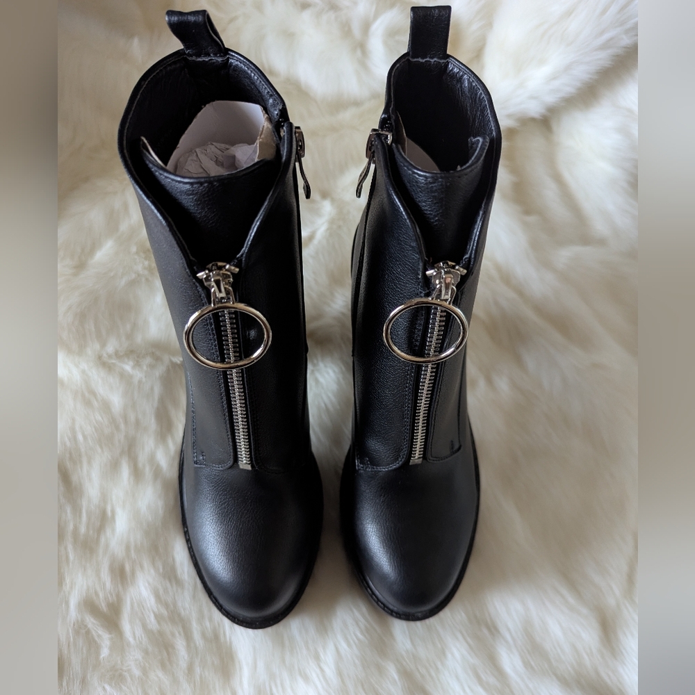 NEW Lamoda x Dollskill ASOS O-Ring Platform Zippered Heeled Boots Black Size 10 - Picture 9 of 12